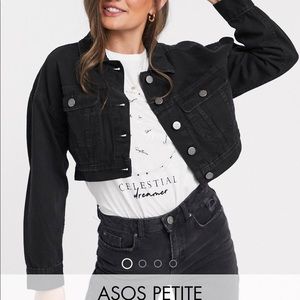 ASOS petite black cropped denim jacket